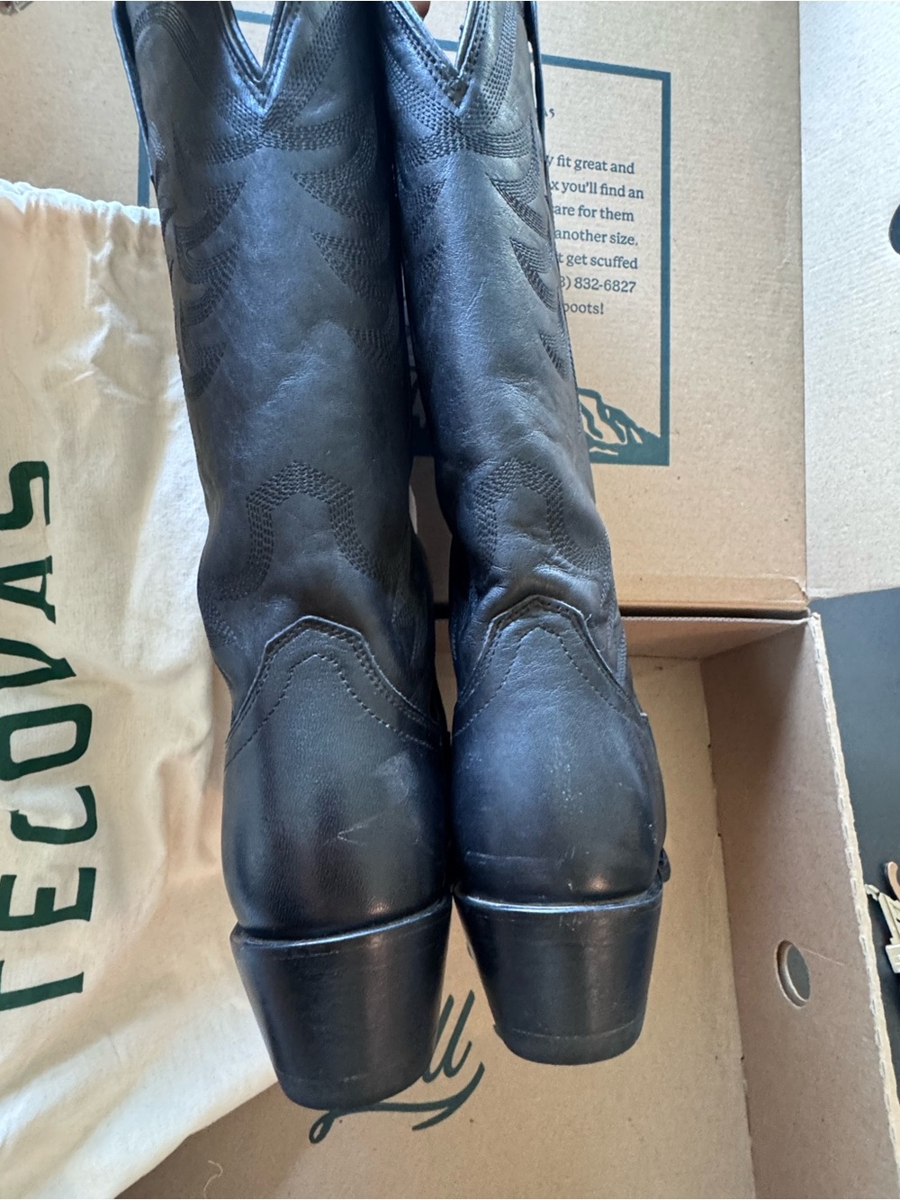 Tecovas “Annie” Women's Black Leather Cowboy Boots - 7 - Picture 5 of 10